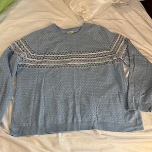 L.L. Bean Light Blue Fair Isle Cashmere Sweater